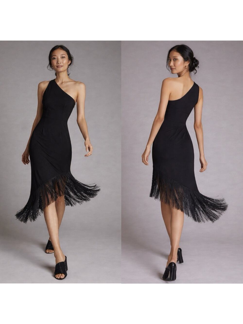 Anthropologie Hutch Fringed One Shoulder Midi Dress Size XS preppy chic western